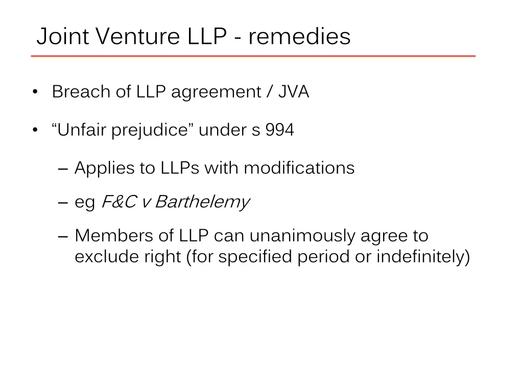 joint venture llp remedies