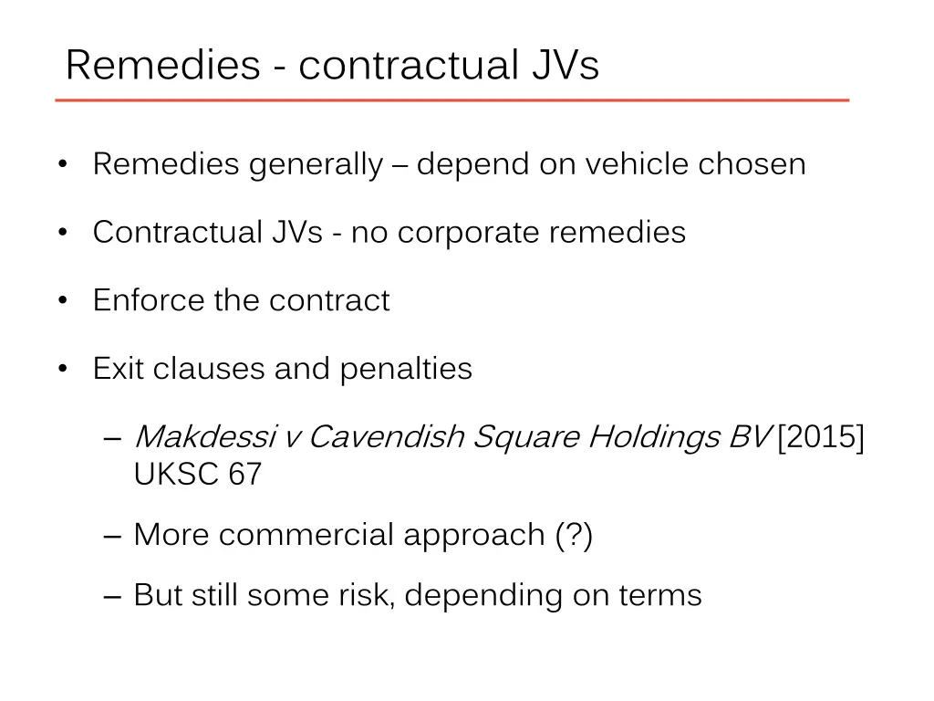 remedies contractual jvs