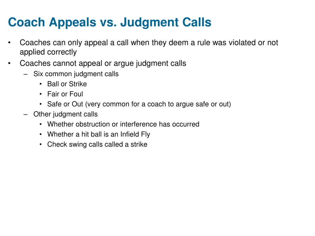 coach appeals vs judgment calls