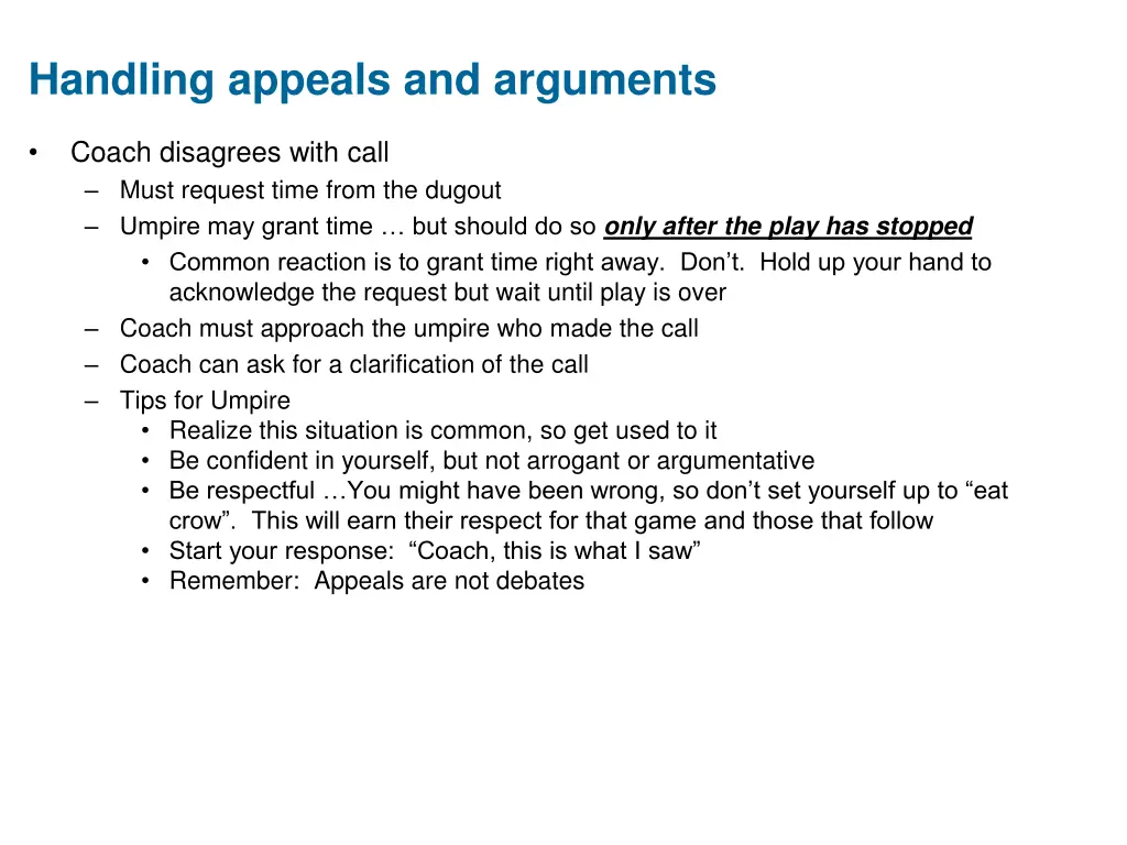 handling appeals and arguments