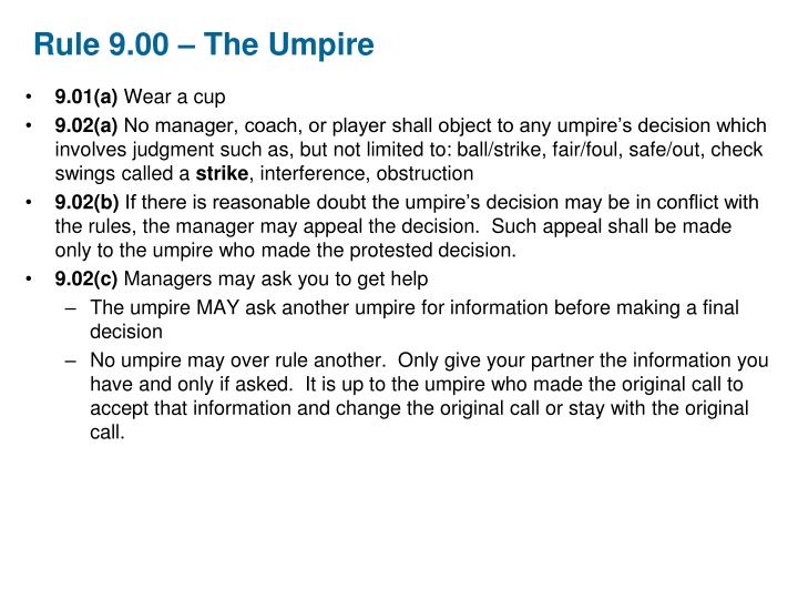 rule 9 00 the umpire