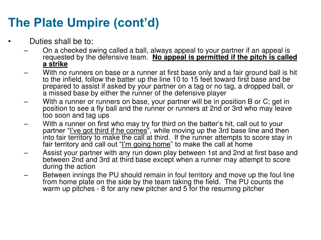 the plate umpire cont d