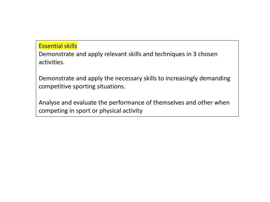 essential skills demonstrate and apply relevant