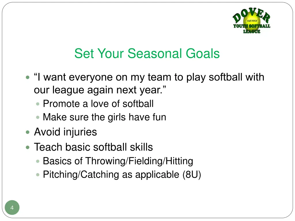 set your seasonal goals