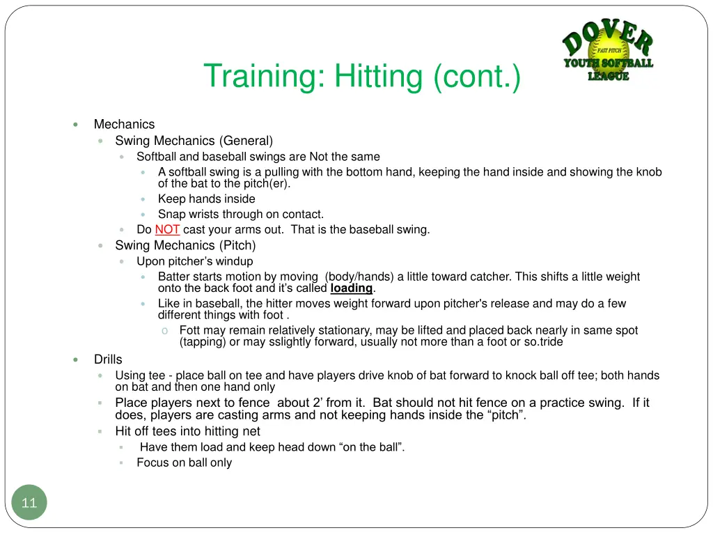 training hitting cont