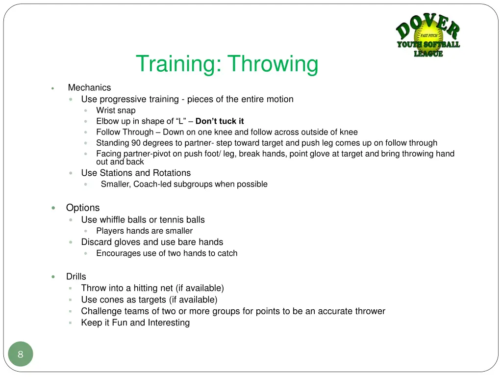 training throwing