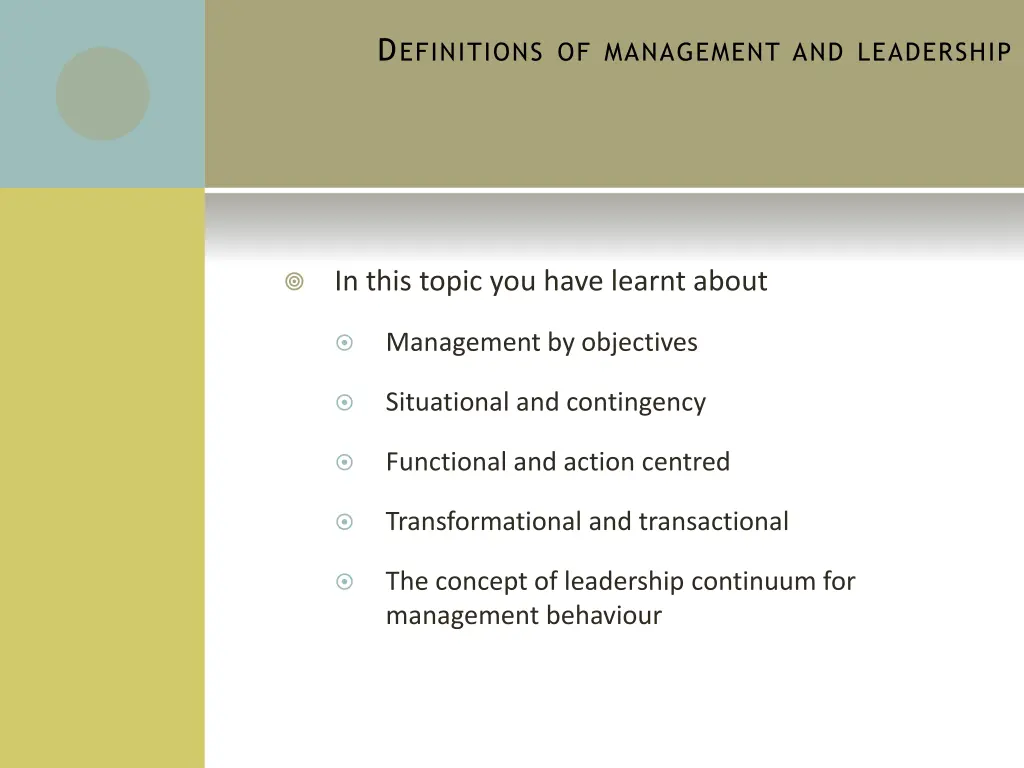 d efinitions of management and leadership