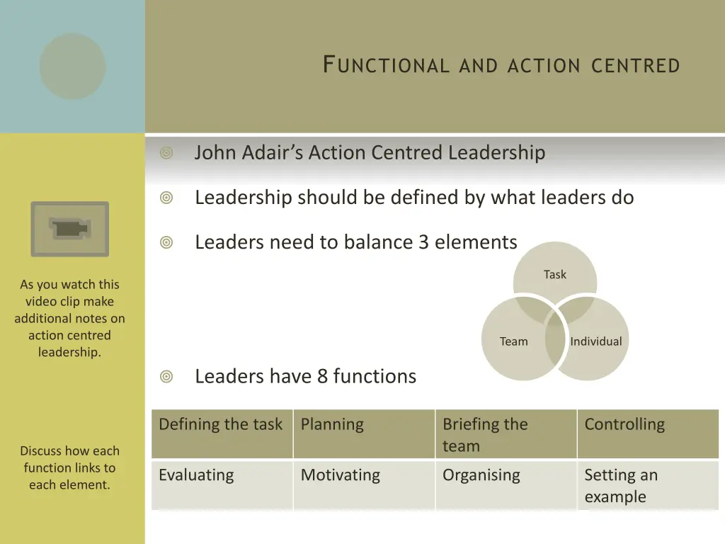 f unctional and action centred