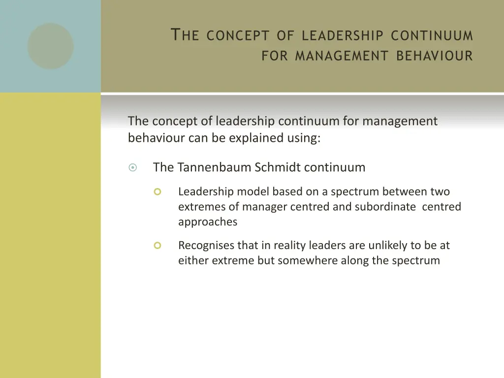 t he concept of leadership continuum