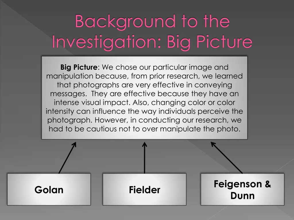 background to the investigation big picture