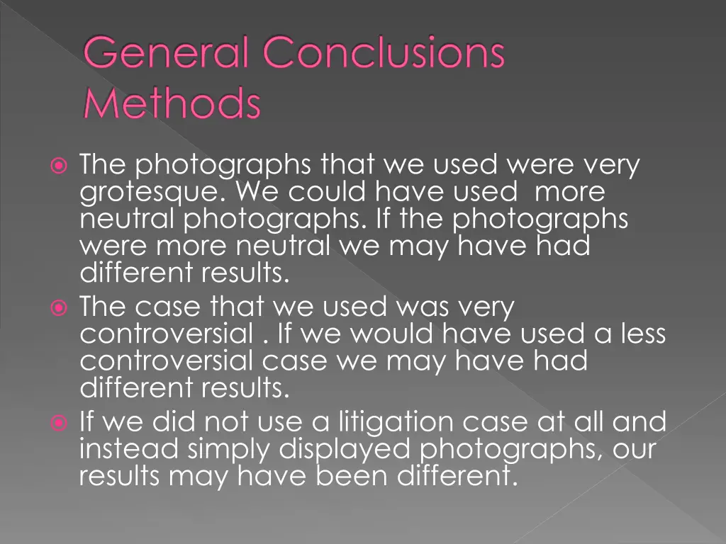 general conclusions methods 1