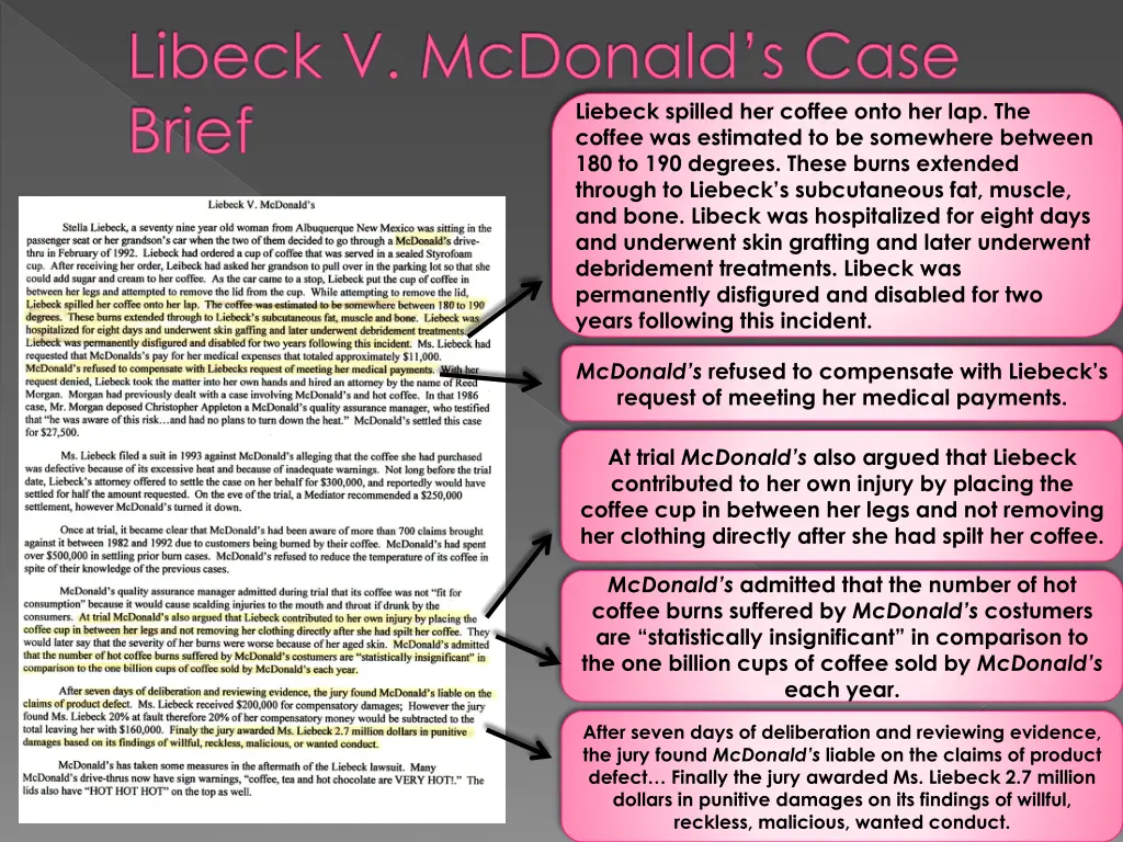 libeck v mcdonald s case brief