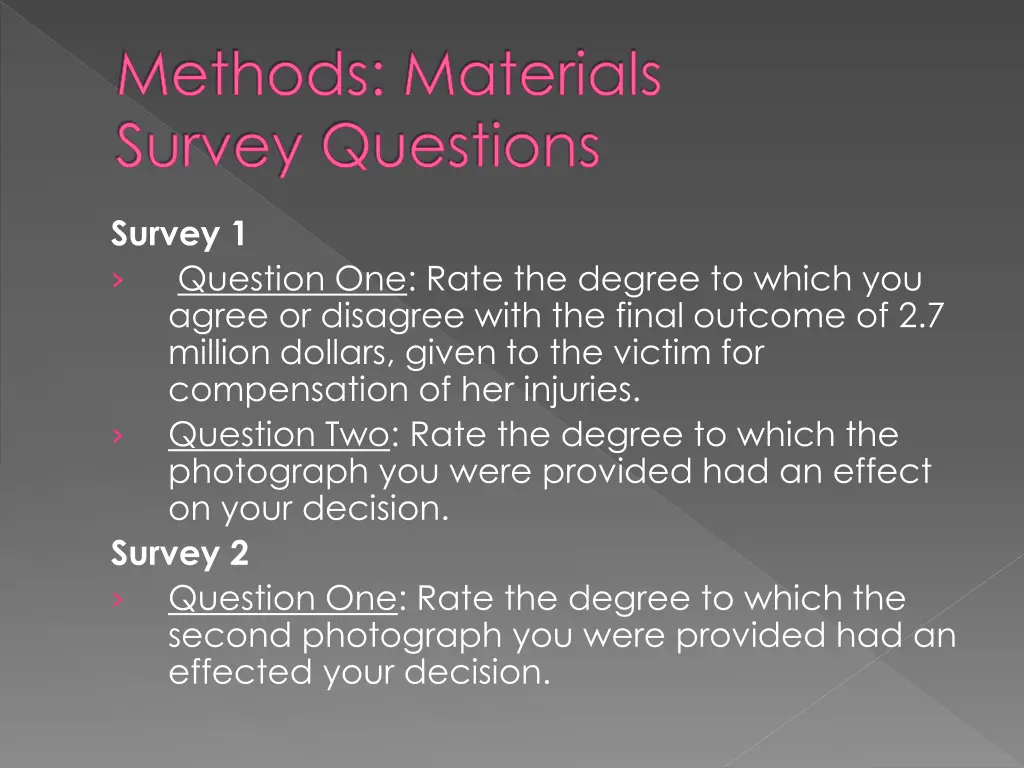 methods materials survey questions