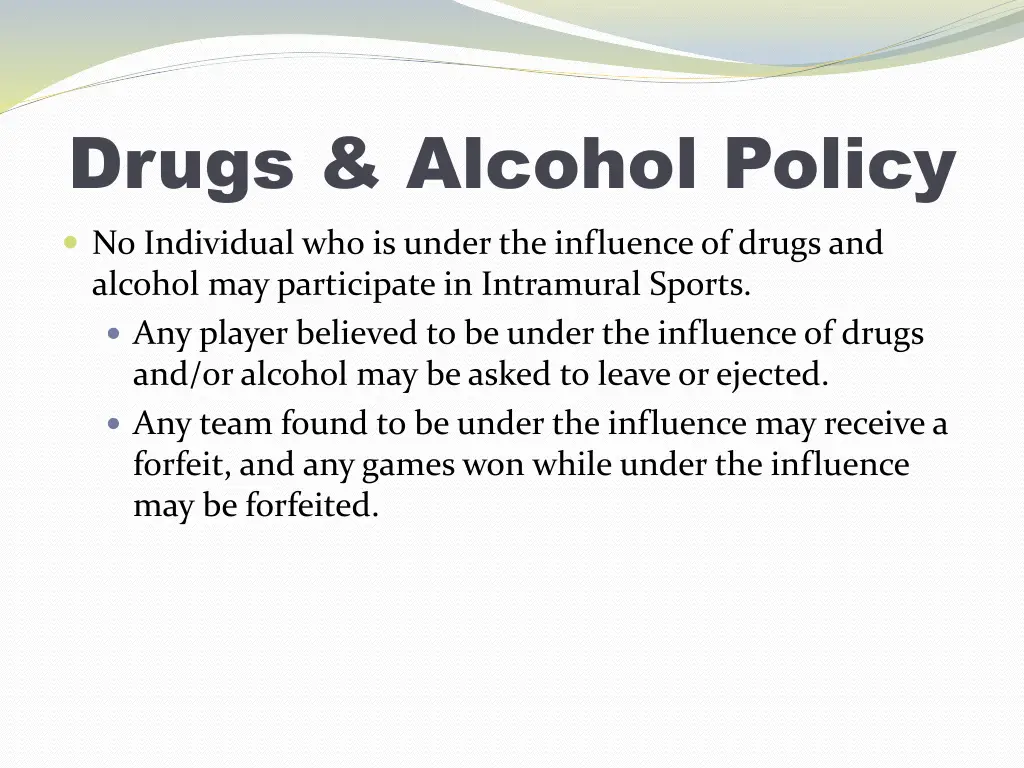 drugs alcohol policy