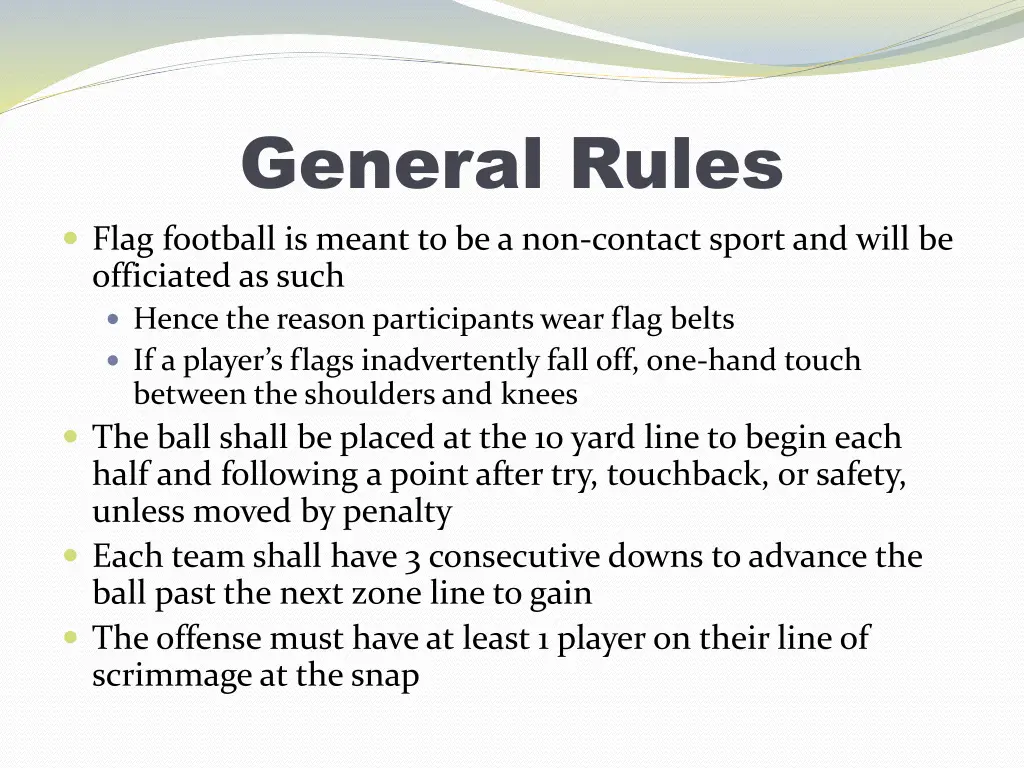 general rules flag football is meant