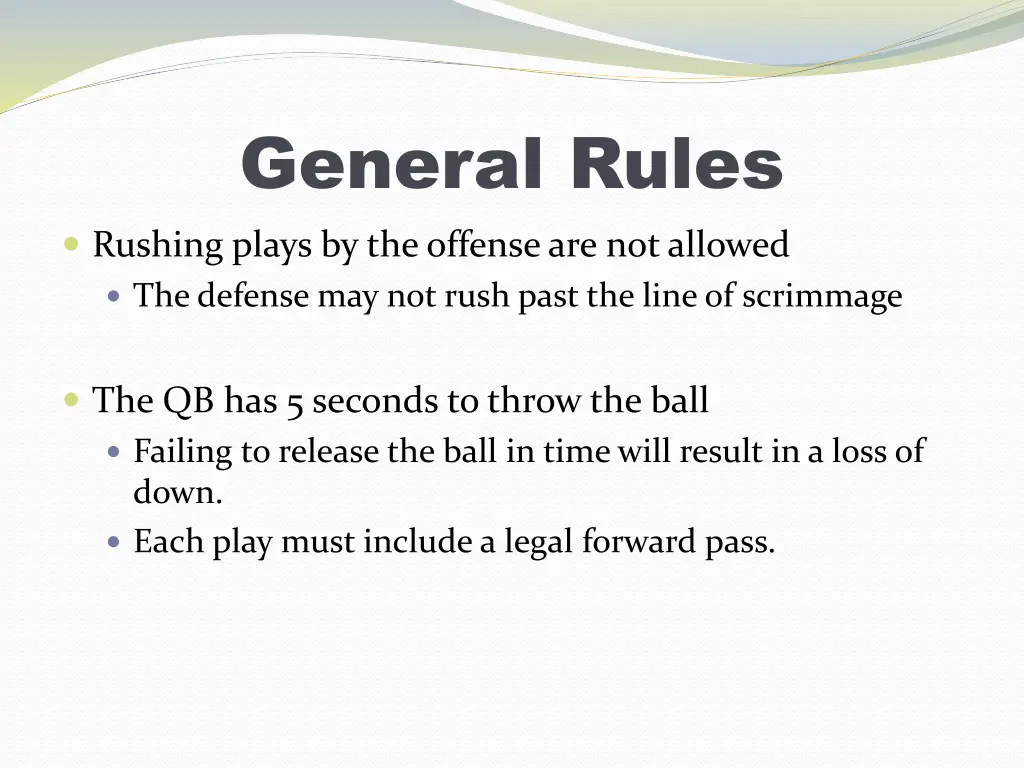 general rules rushing plays by the offense