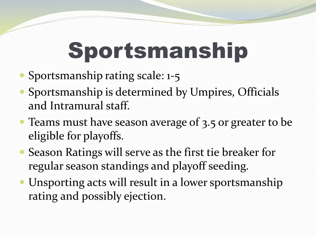 sportsmanship sportsmanship rating scale