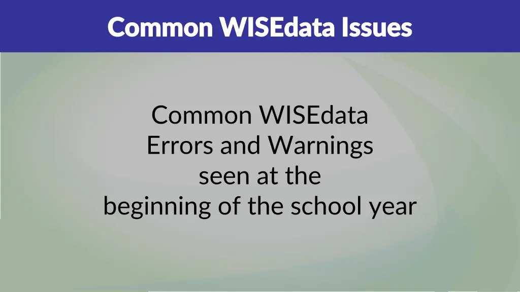 common wisedata issues common wisedata issues