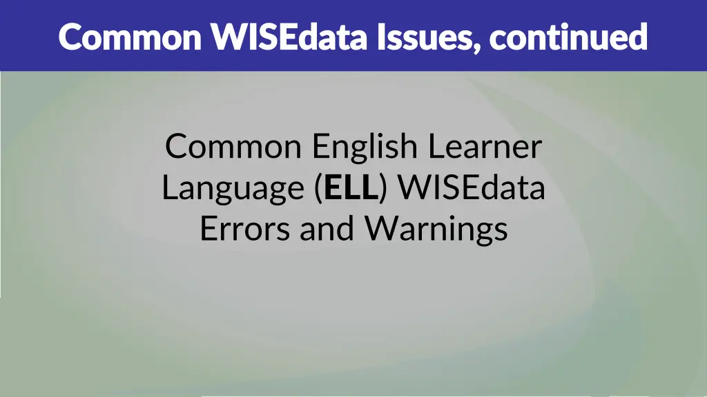 common wisedata issues continued common wisedata