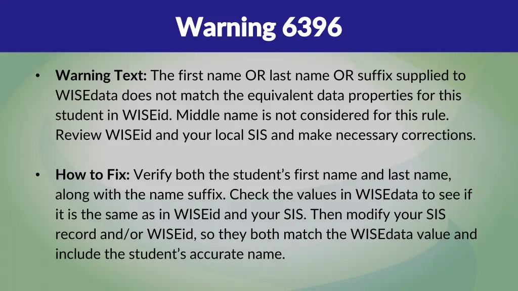 warning 6396 warning 6396