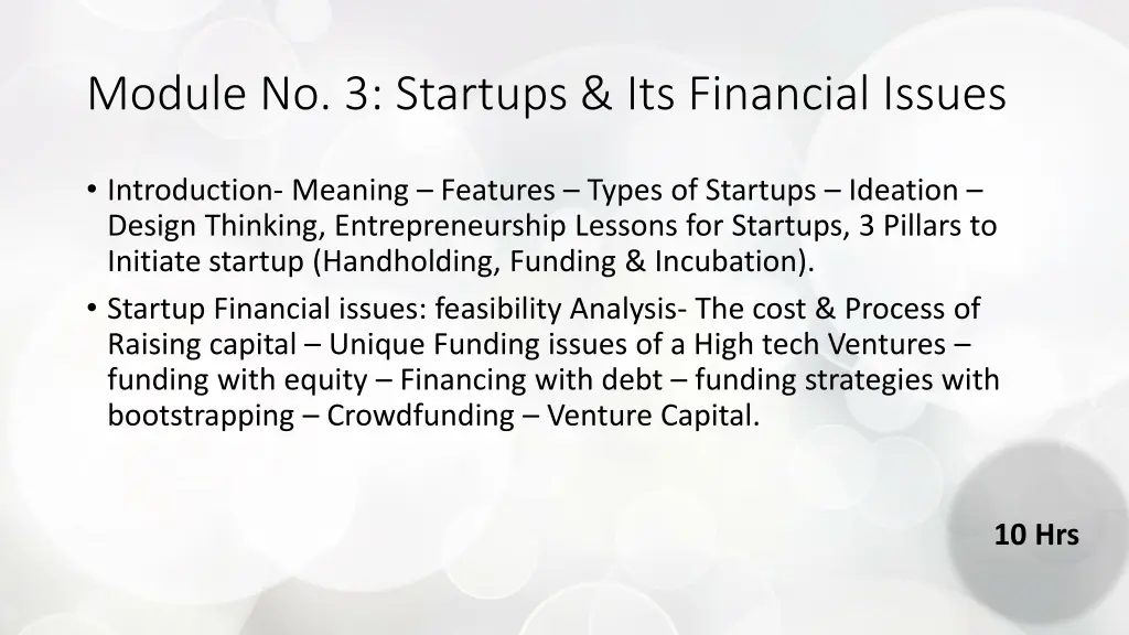 module no 3 startups its financial issues