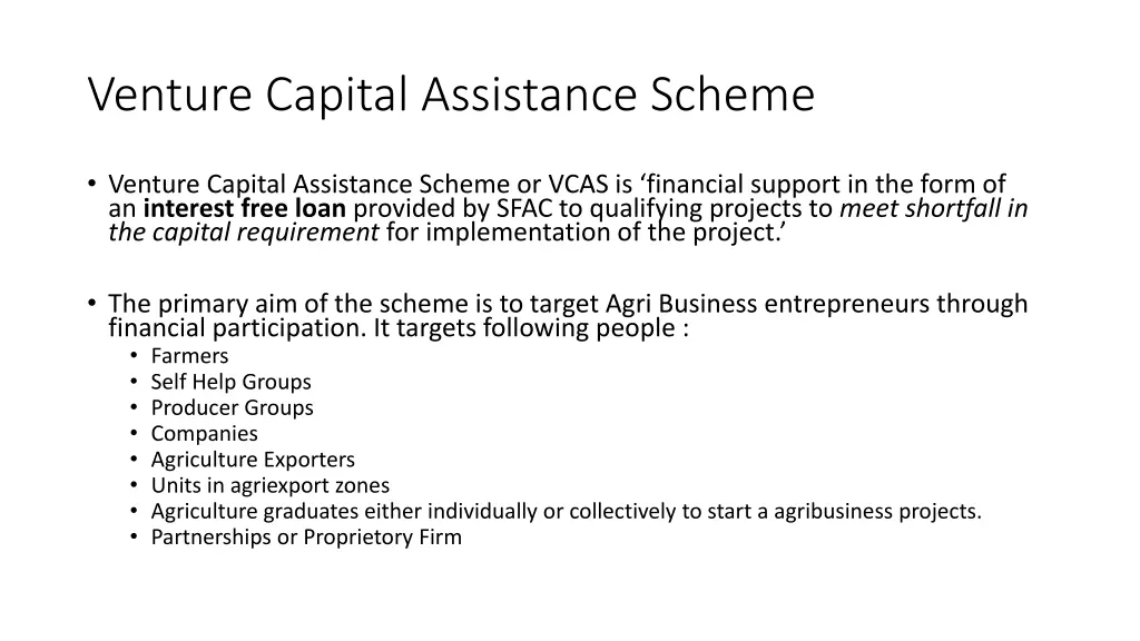 venture capital assistance scheme