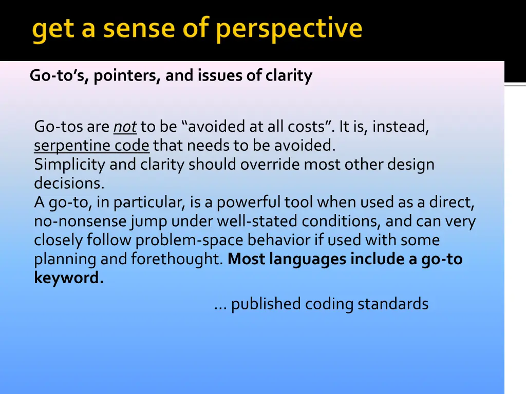 go to s pointers and issues of clarity