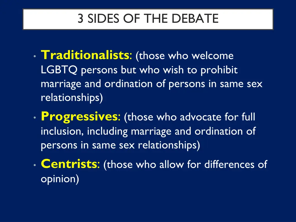 3 sides of the debate