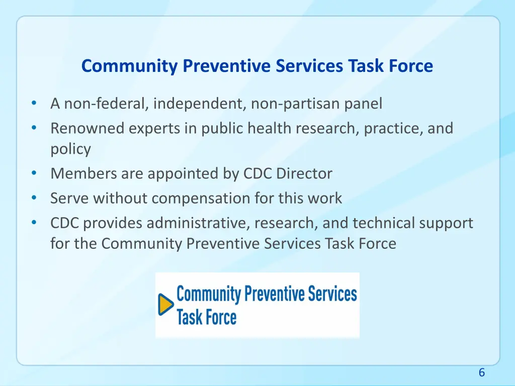 community preventive services task force