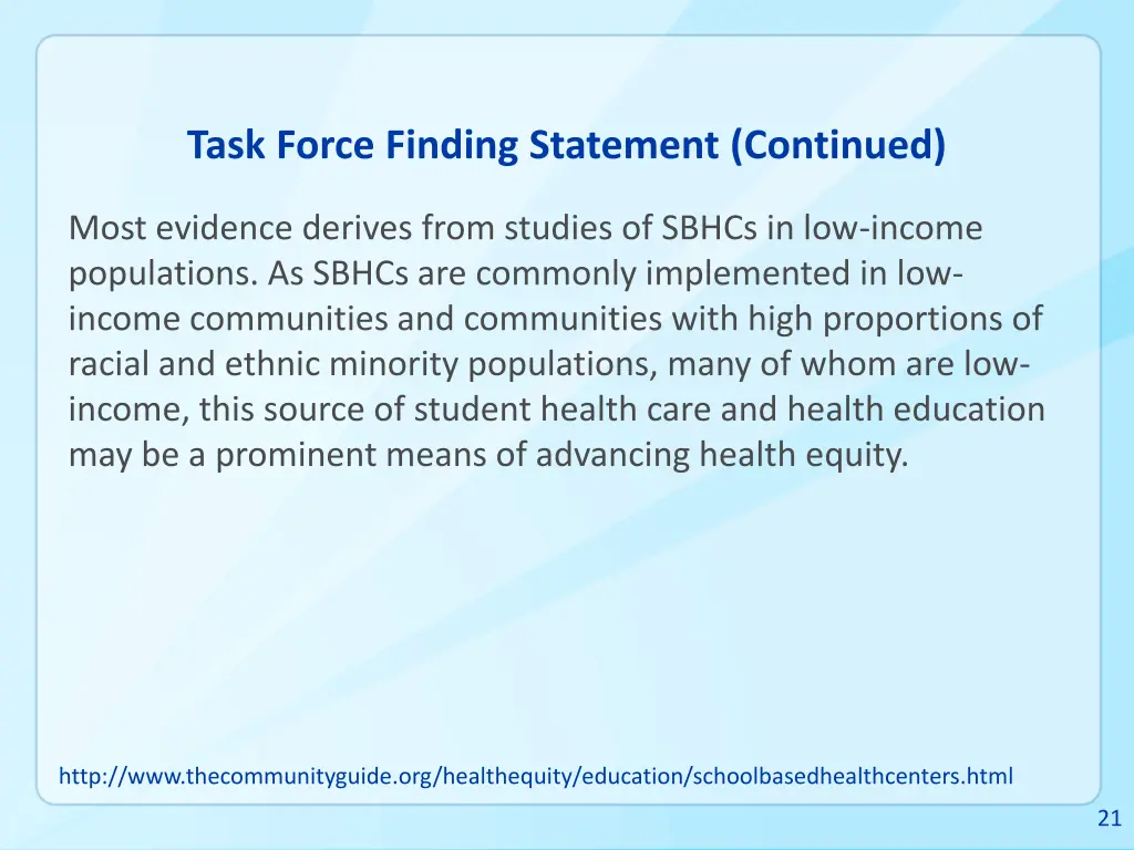 task force finding statement continued