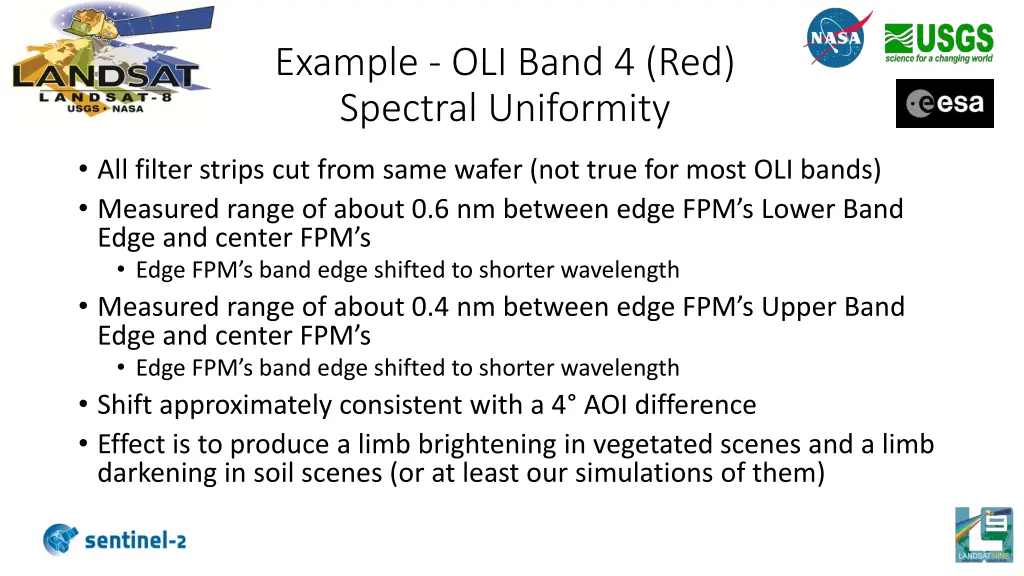 example oli band 4 red spectral uniformity