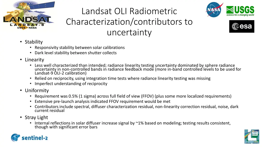 landsat oli radiometric characterization