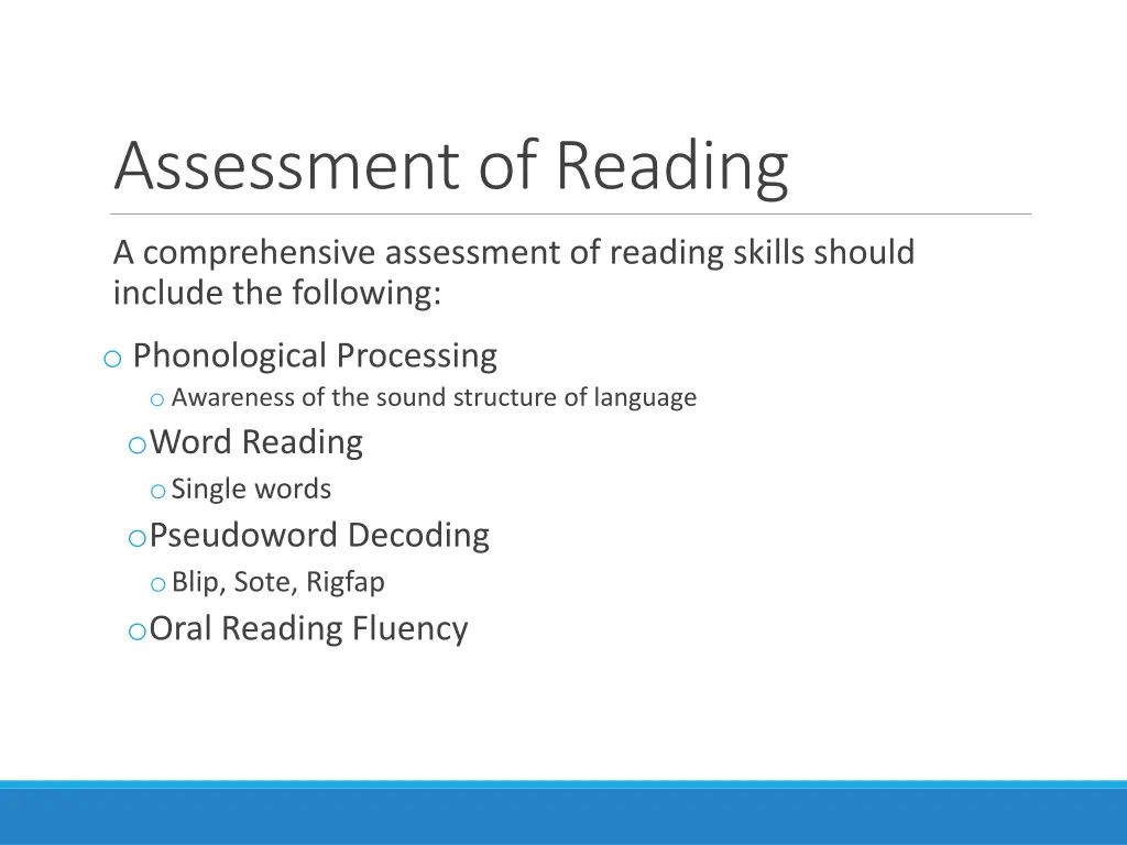 assessment of reading