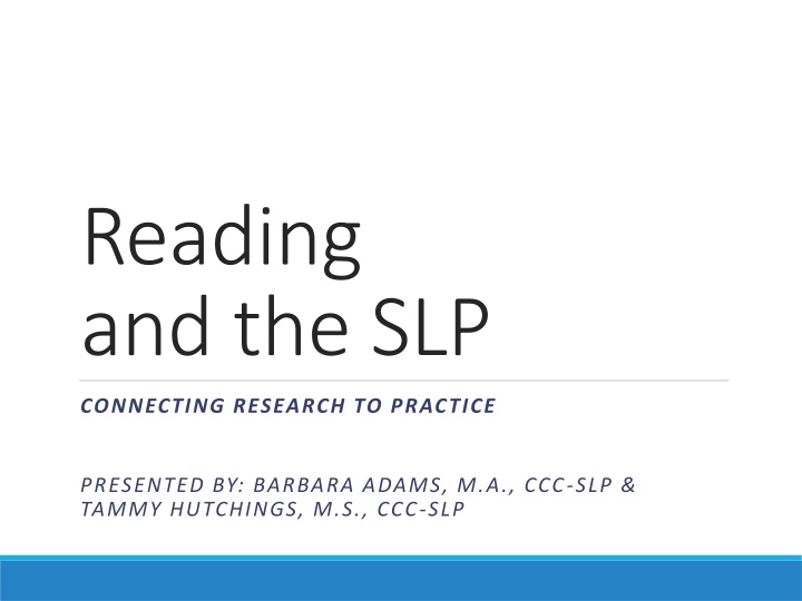 reading and the slp