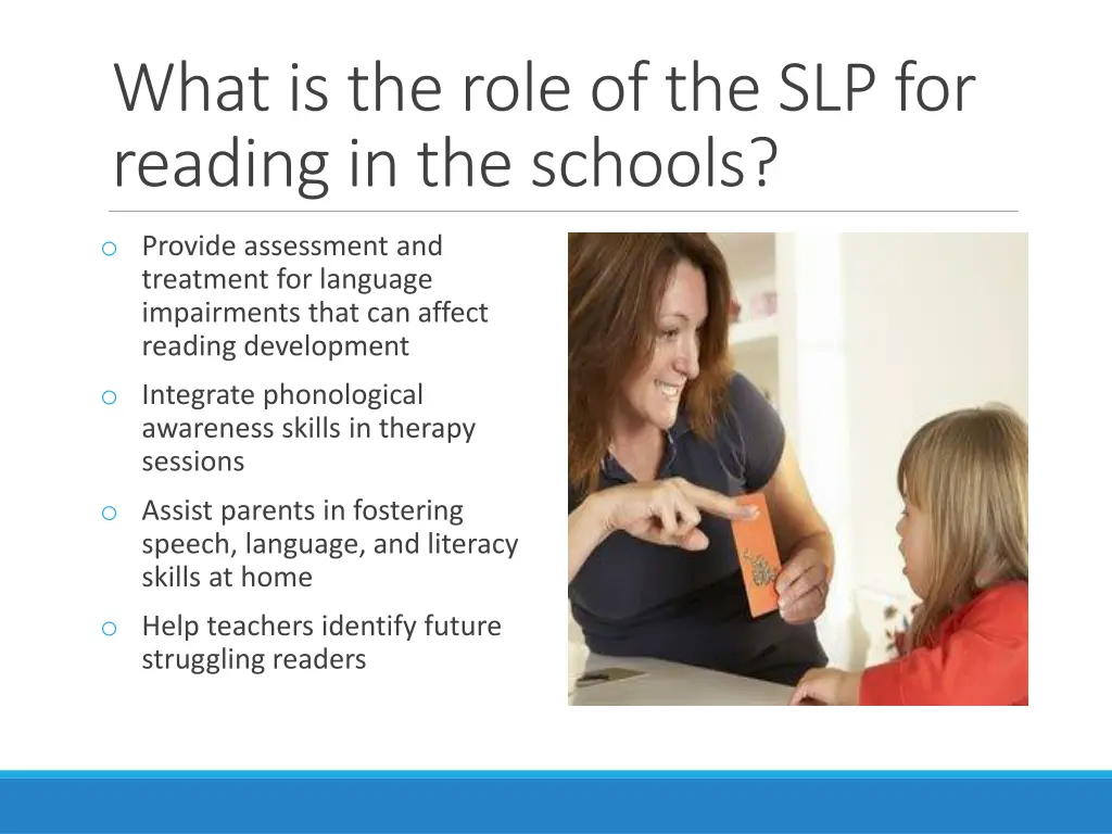 what is the role of the slp for reading