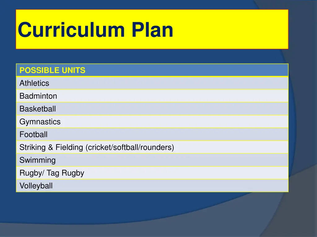 curriculum plan