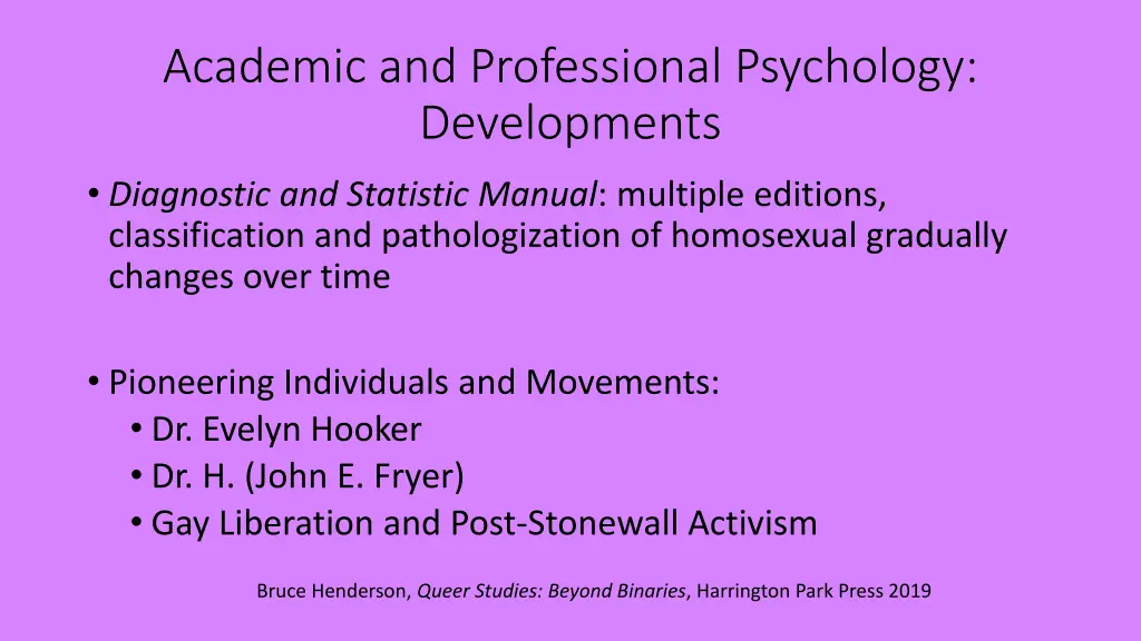 academic and professional psychology developments