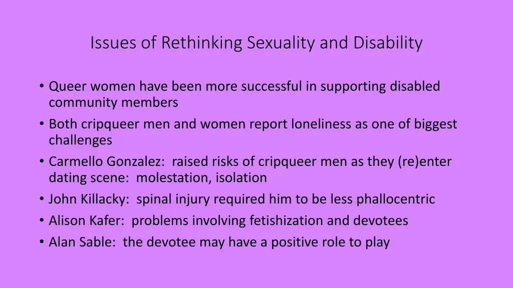 issues of rethinking sexuality and disability