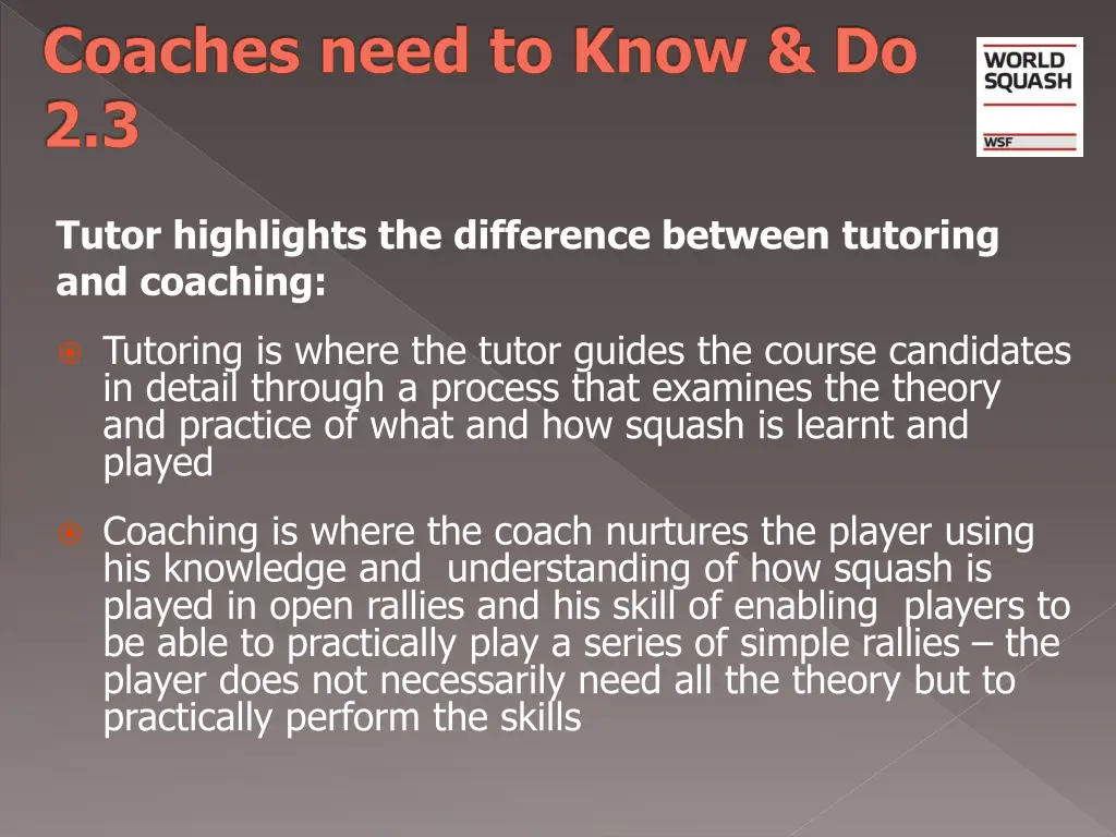 coaches need to know do 2 3