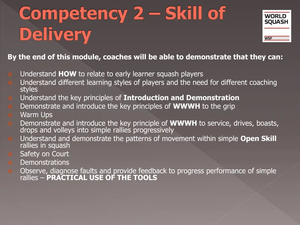 competency 2 skill of delivery