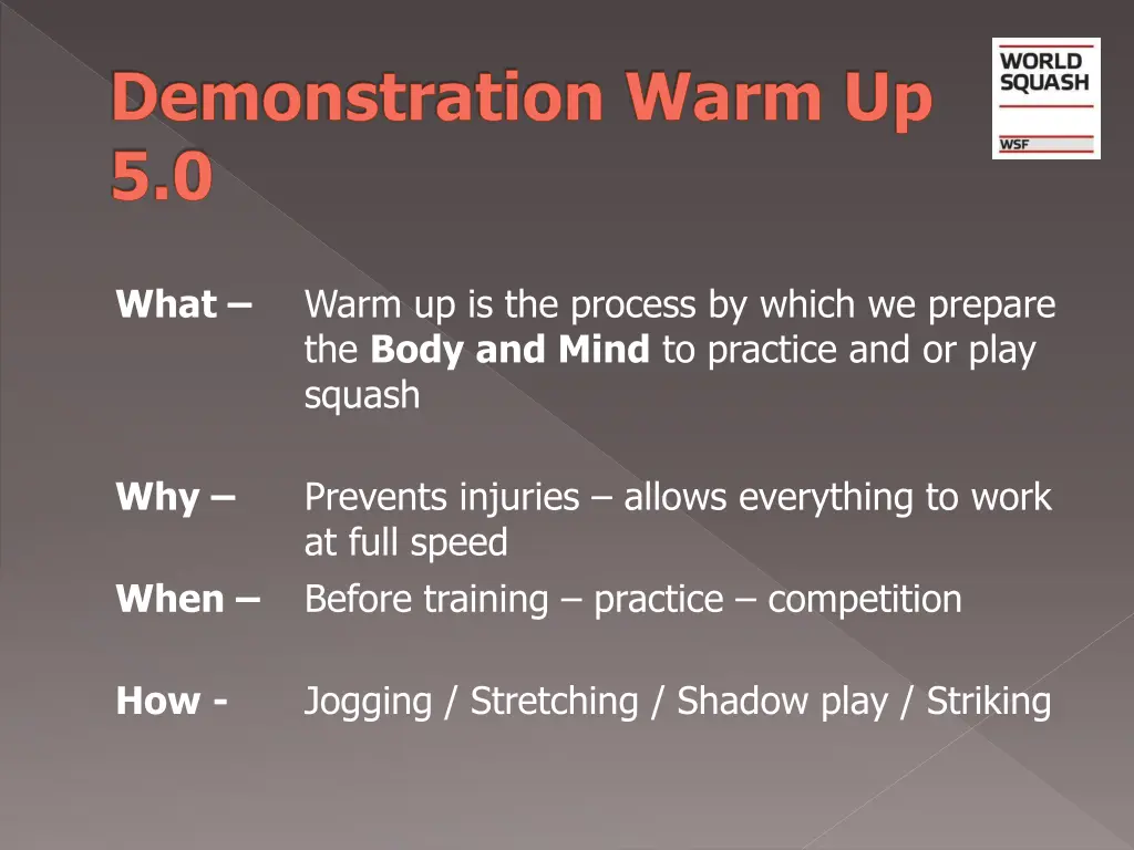 demonstration warm up 5 0