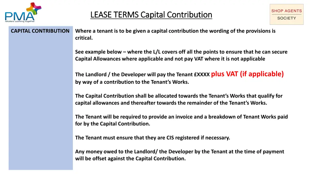 lease terms capital contribution lease terms