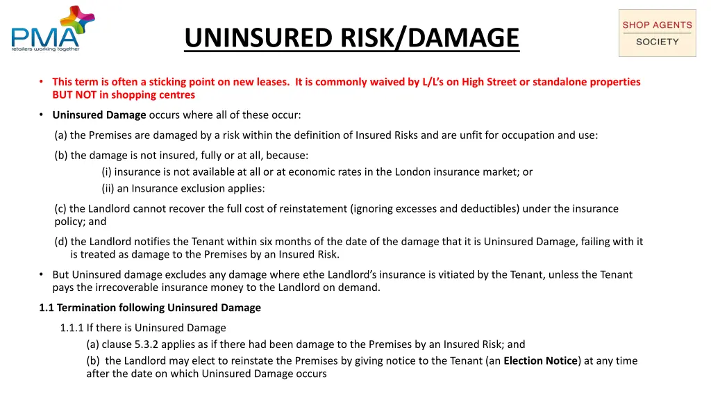 uninsured risk damage