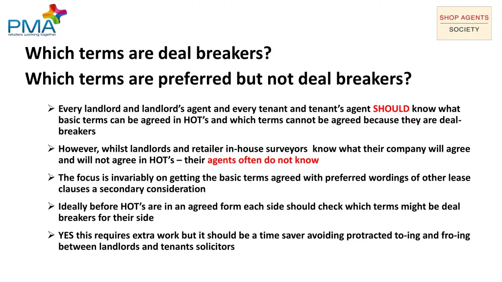 which terms are deal breakers which terms