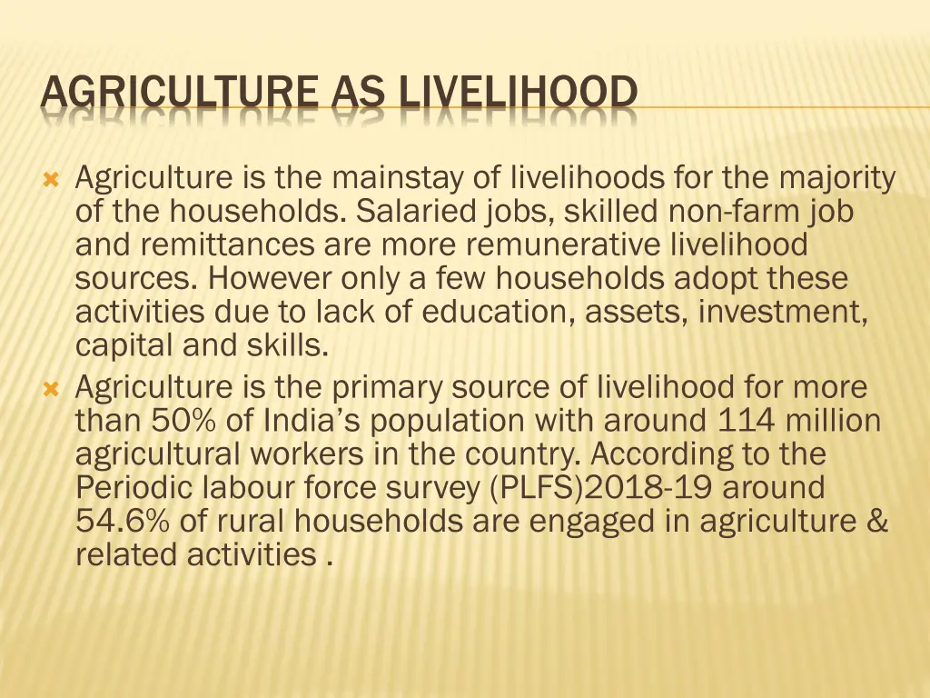 agriculture as livelihood