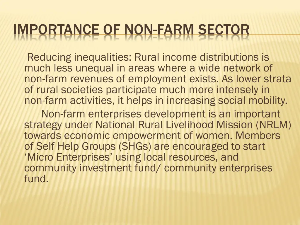 importance of non farm sector