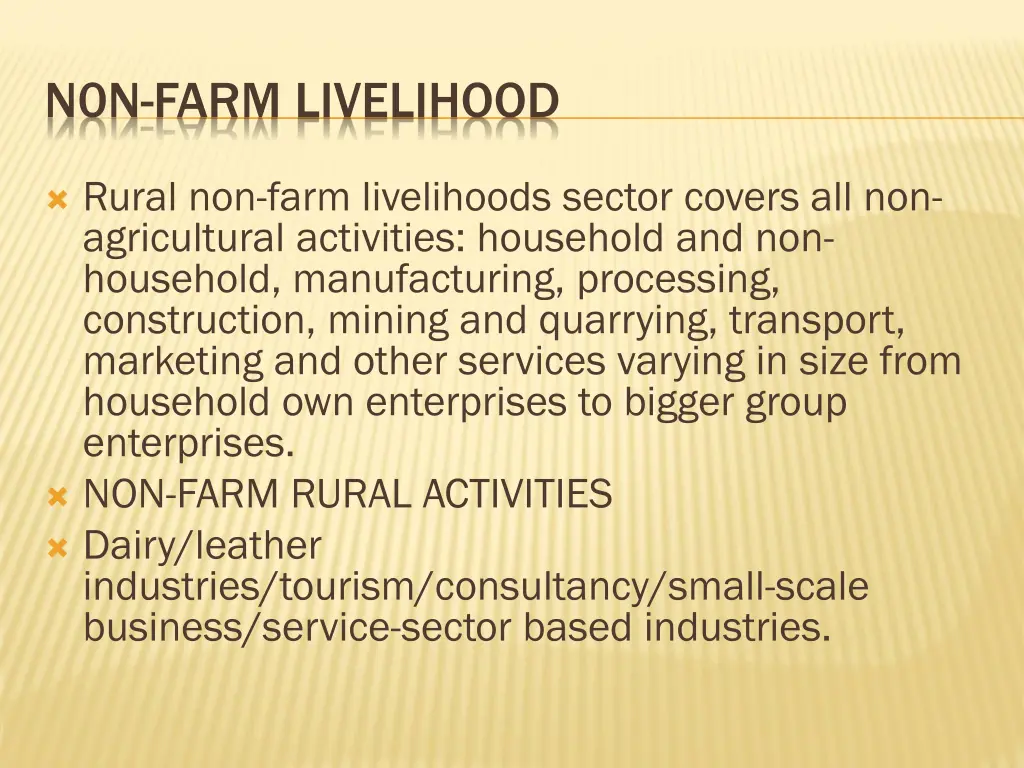 n0n farm livelihood