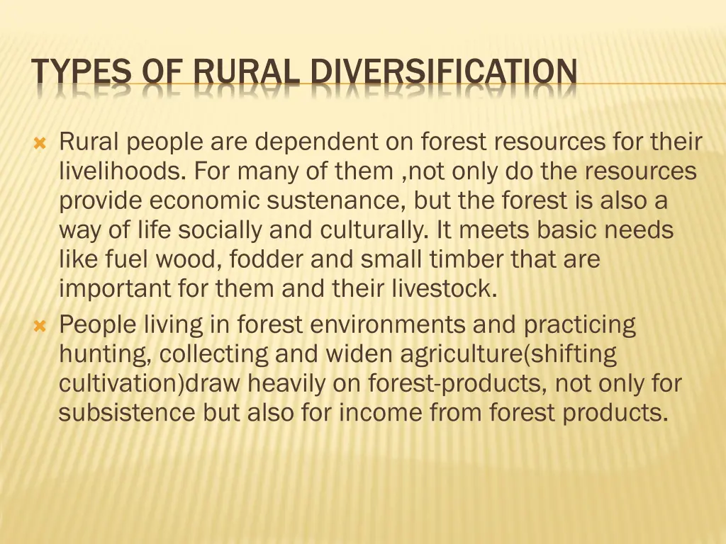 types of rural diversification