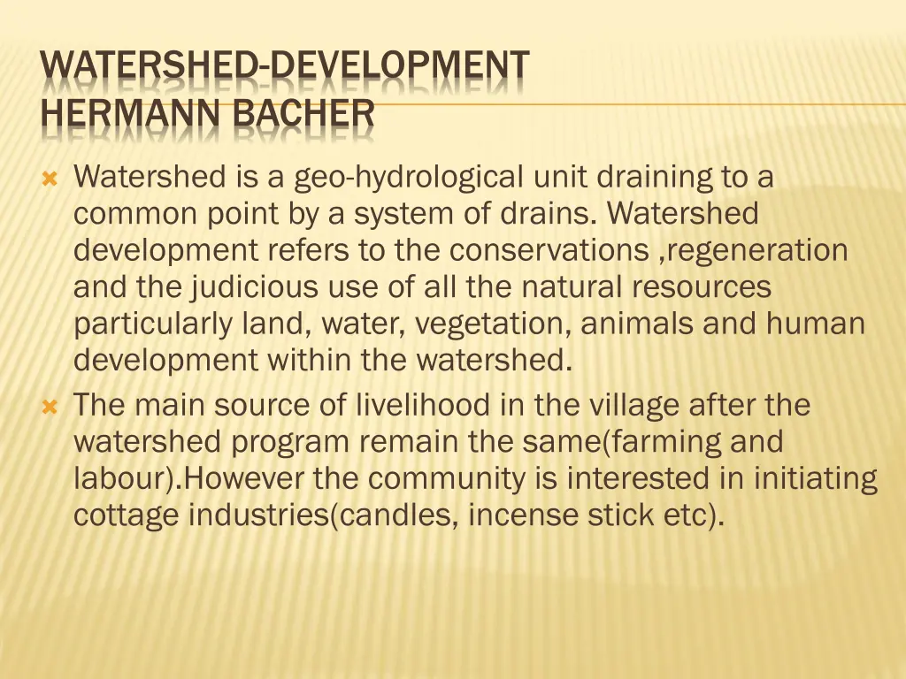 watershed development hermann bacher