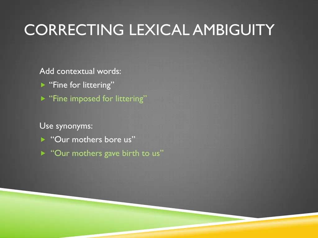 correcting lexical ambiguity